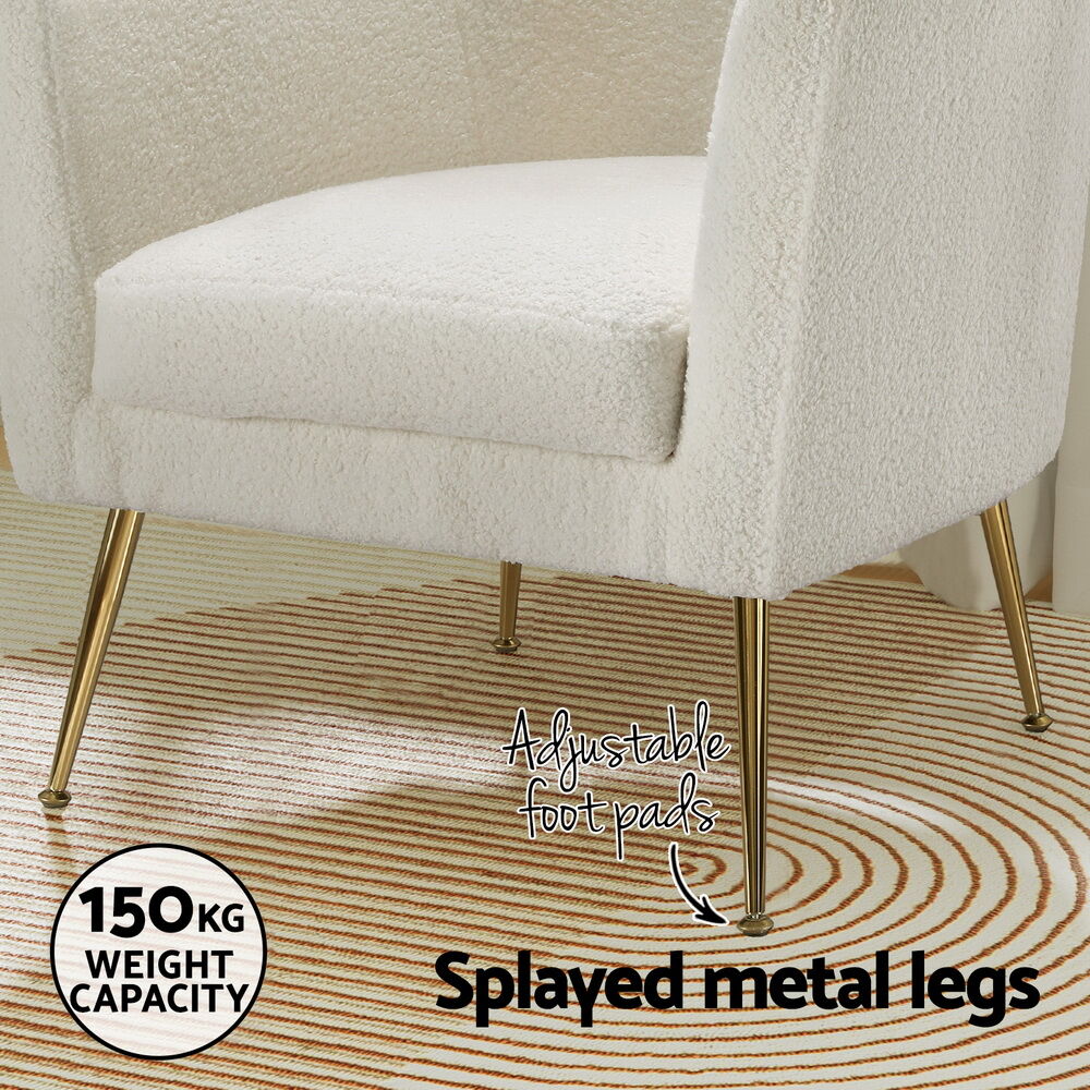 Artiss Armchair Boucle Fabric White Yoli Price