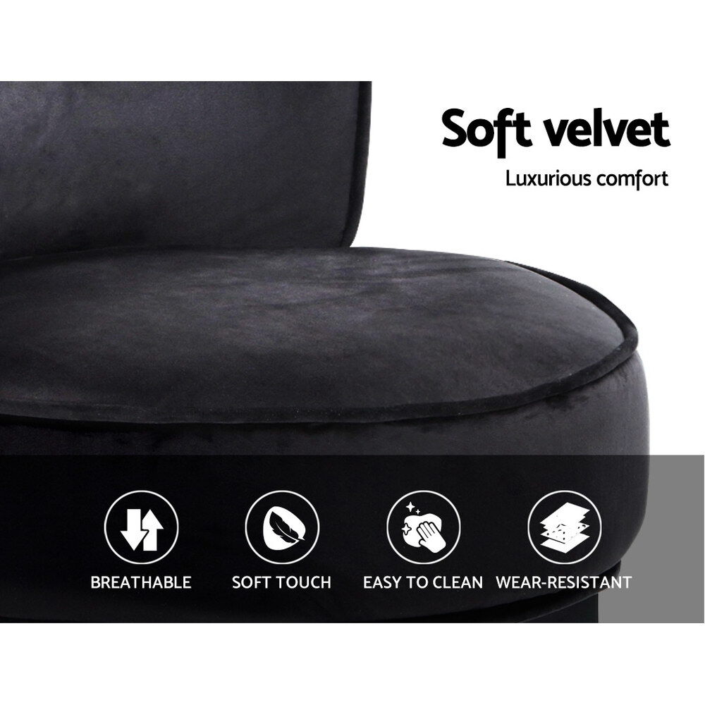 Vanity Stool Velvet Black Abella Price
