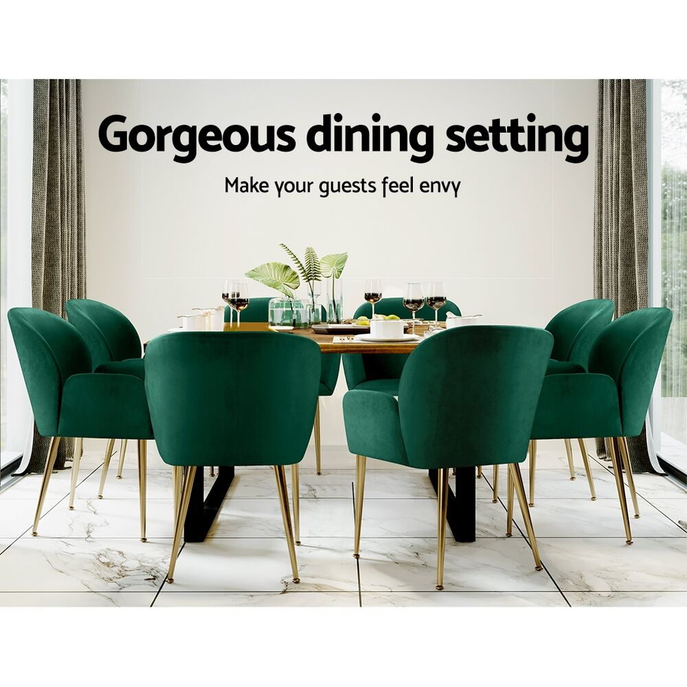Artiss Dining Chairs Set of 2 Velvet Armchair Green Price