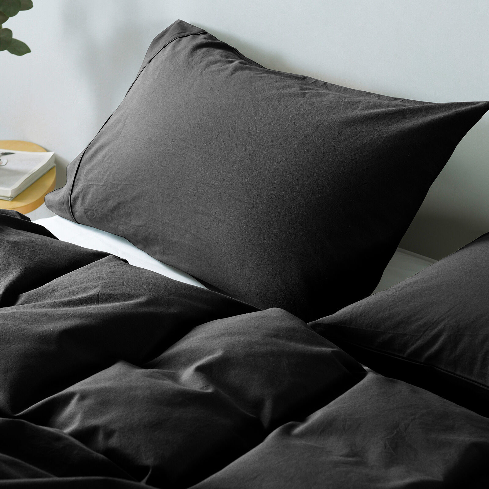 Royal Comfort Vintage Washed 100% Cotton Quilt Cover Set Bedding Ultra Soft - Double - Charcoal Price