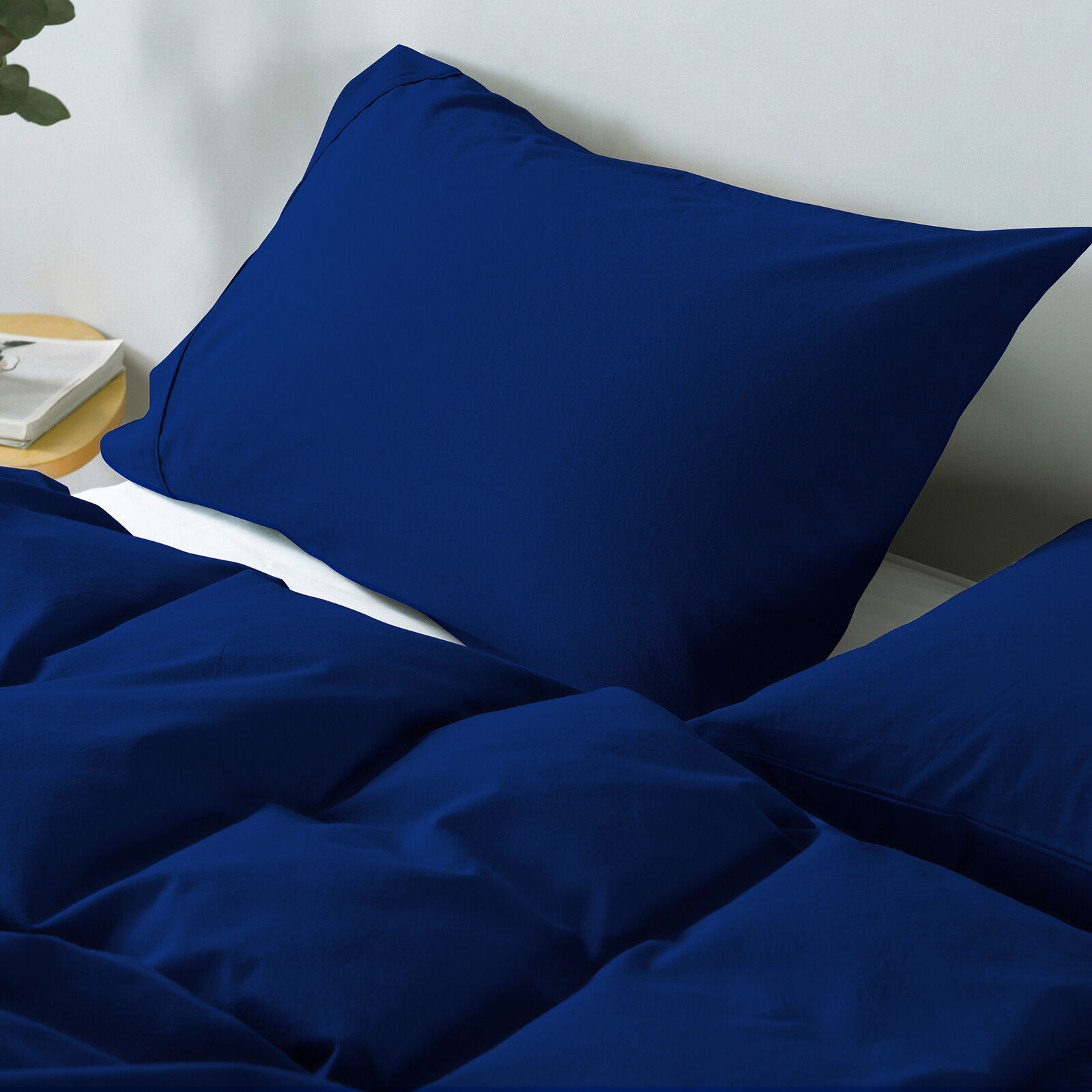 Royal Comfort Vintage Washed 100% Cotton Quilt Cover Set Bedding Ultra Soft - Double - Royal Blue Price