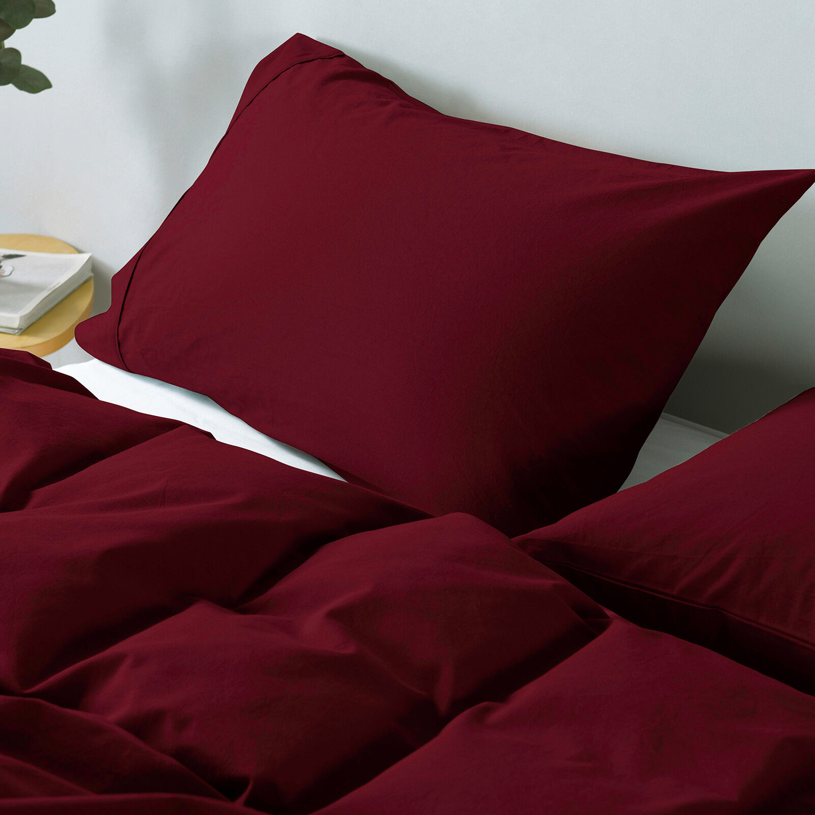 Royal Comfort Vintage Washed 100% Cotton Quilt Cover Set Bedding Ultra Soft - Double - Mulled Wine Price