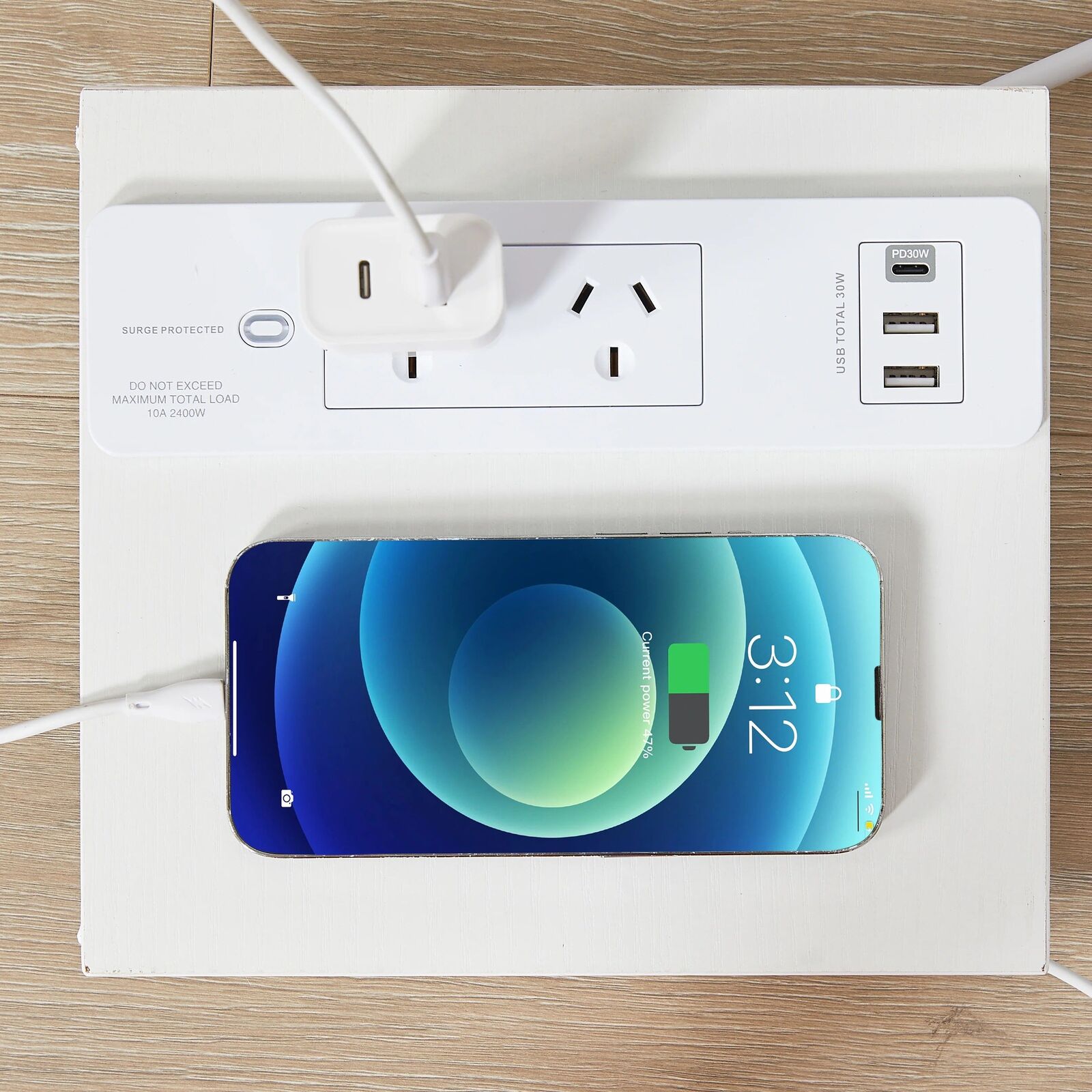 Bedside Table with Power - Chic Look, White Price