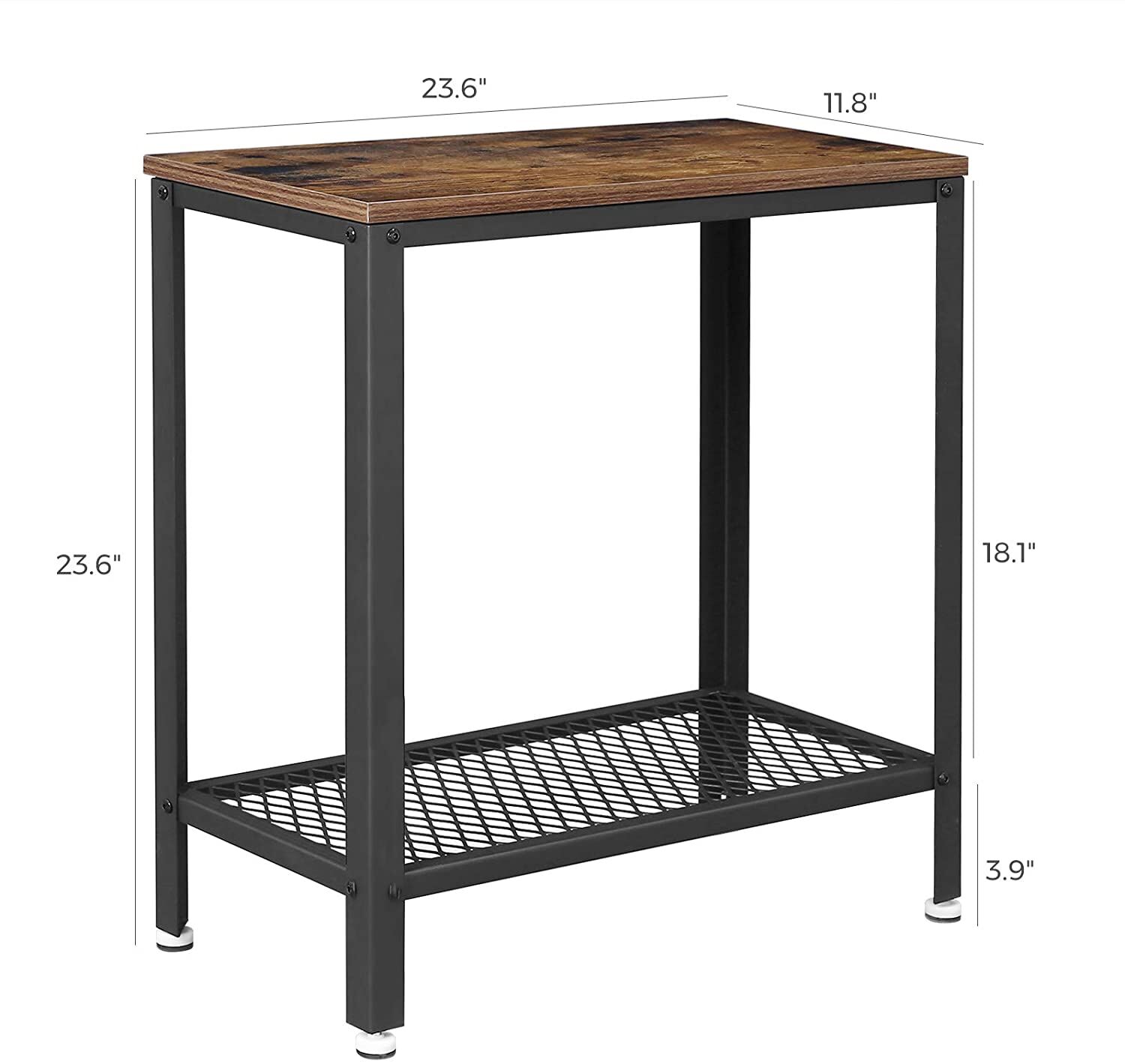 Waitangi Industrial Side Table 2-Tier With Mesh and Metal Frame Rustic Brown Price