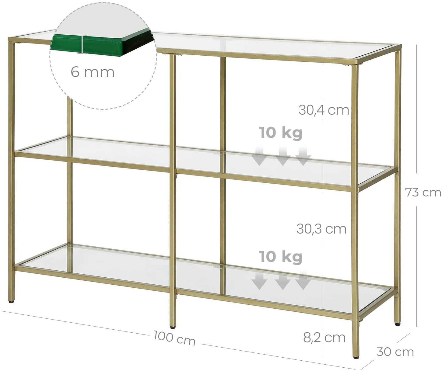 3-Tier Tempered Glass Sofa Table Modern Storage Shelf Price