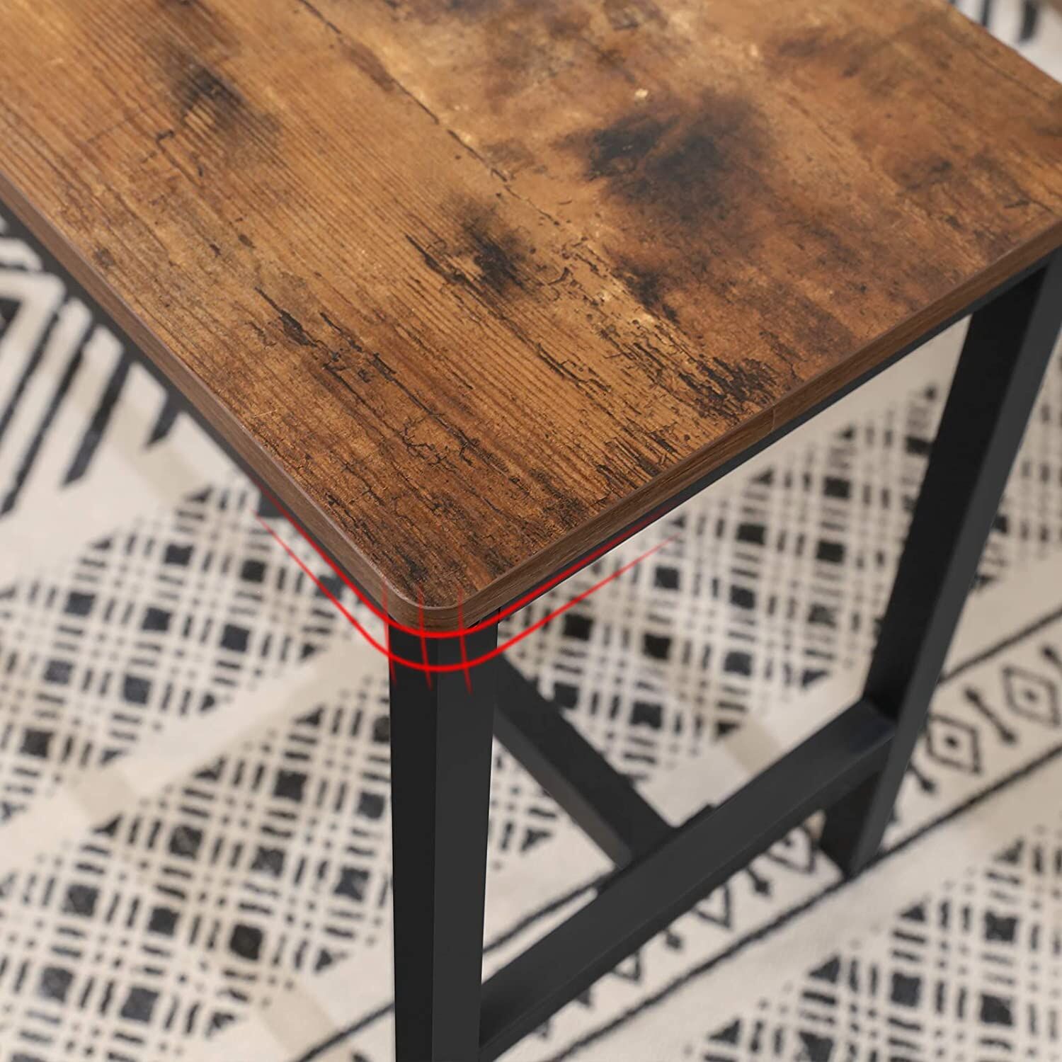 Set of 2 Table Benches Industrial Style Durable Metal Frame 108 x 32.5 x 50 cm Rustic Brown Price