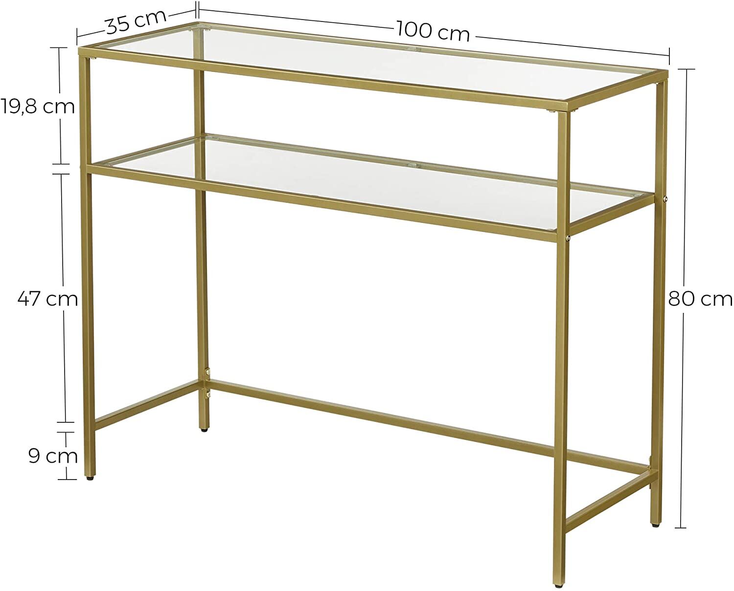Console Table Metal Frame with 2 Shelves Adjustable Feet Price