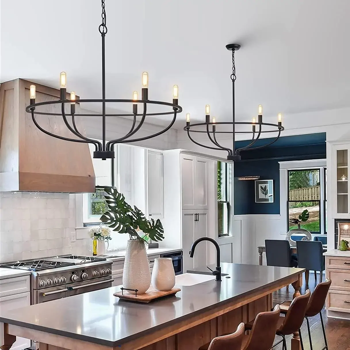Vintage Candle Farmhouse Chandelier, 6-light, Black Price