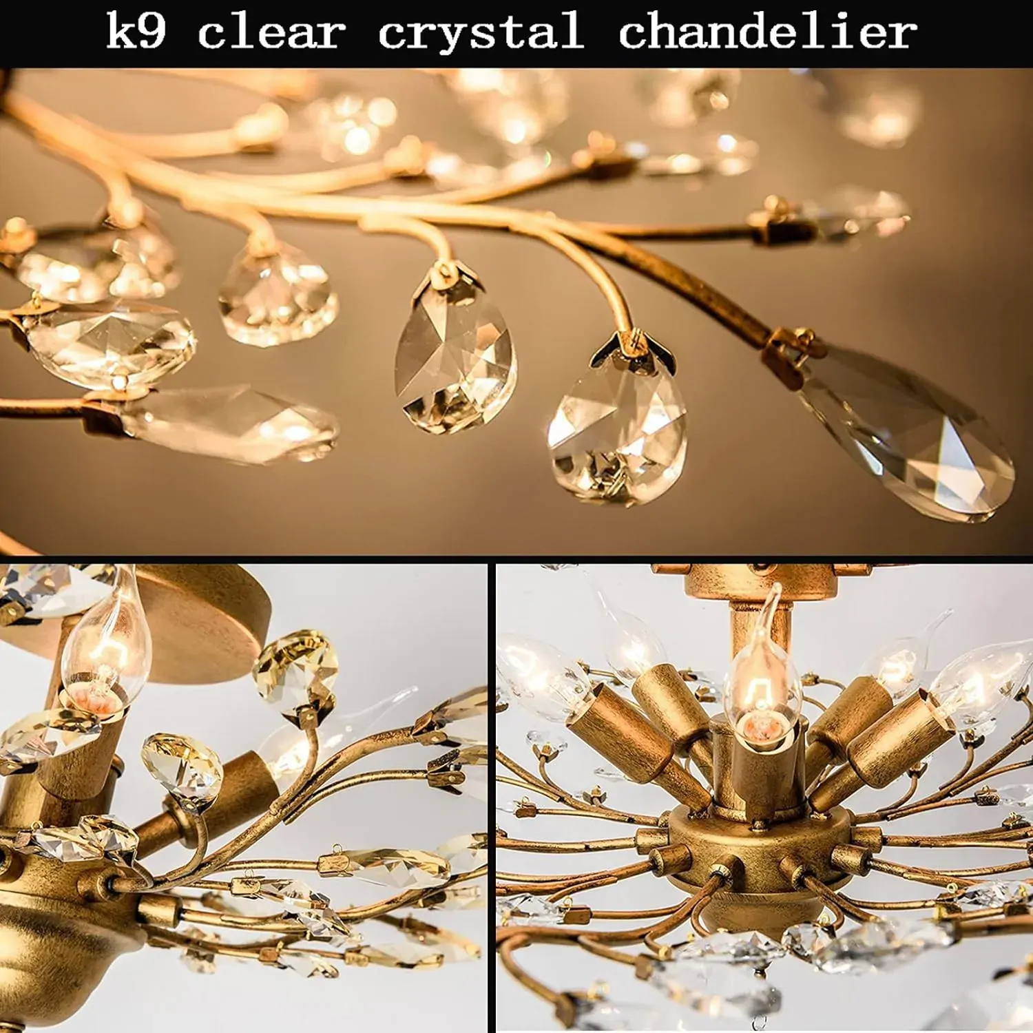 Crystal Chandelier Vintage, 4 Lights, Gold Price