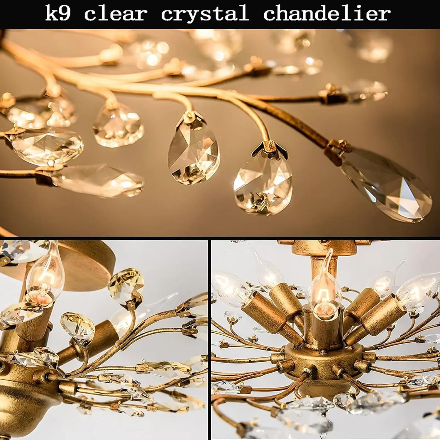 Crystal Chandelier Vintage, 5 Lights, Gold Price