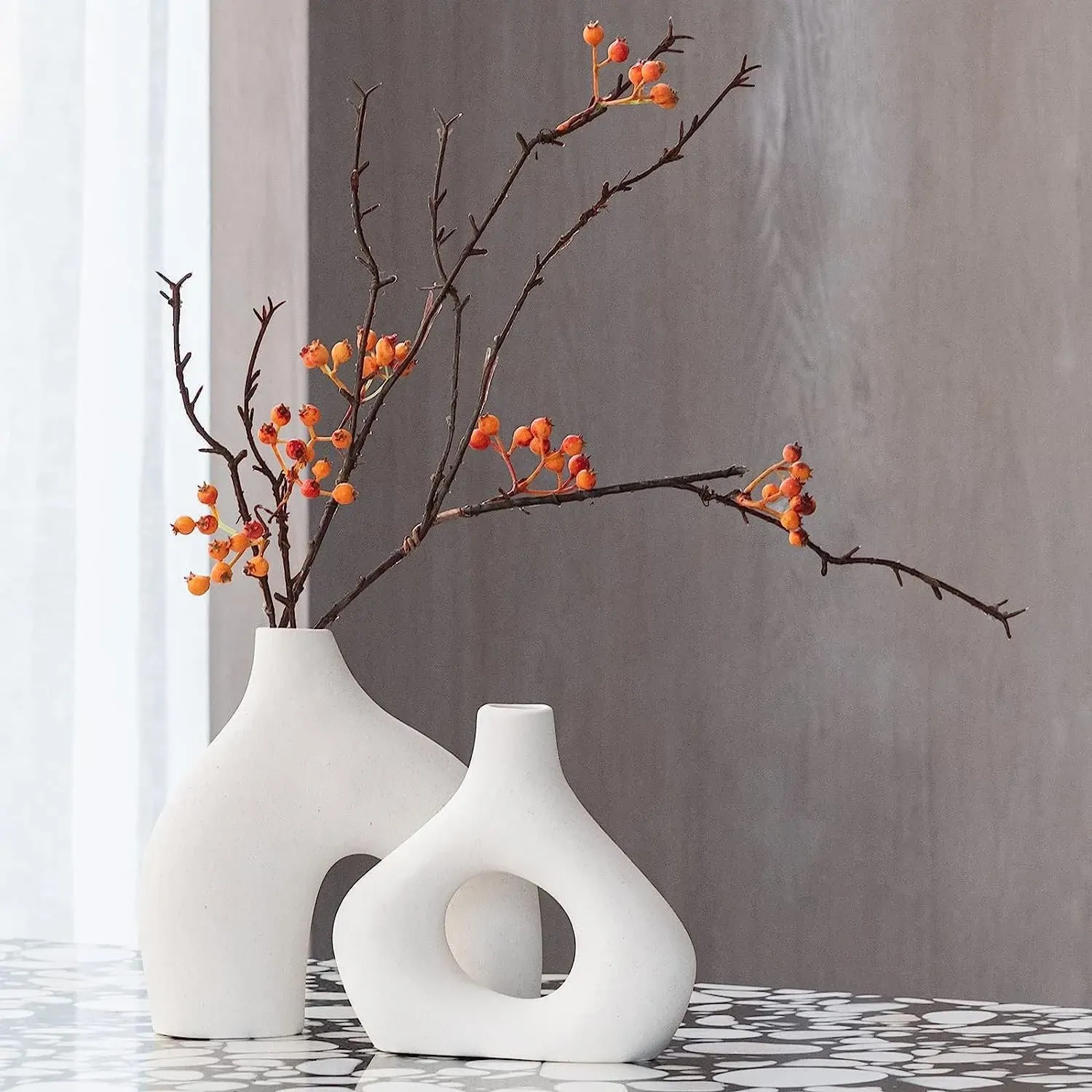 Ceramic Set of 2 Modern White Vases for Home D?cor Price