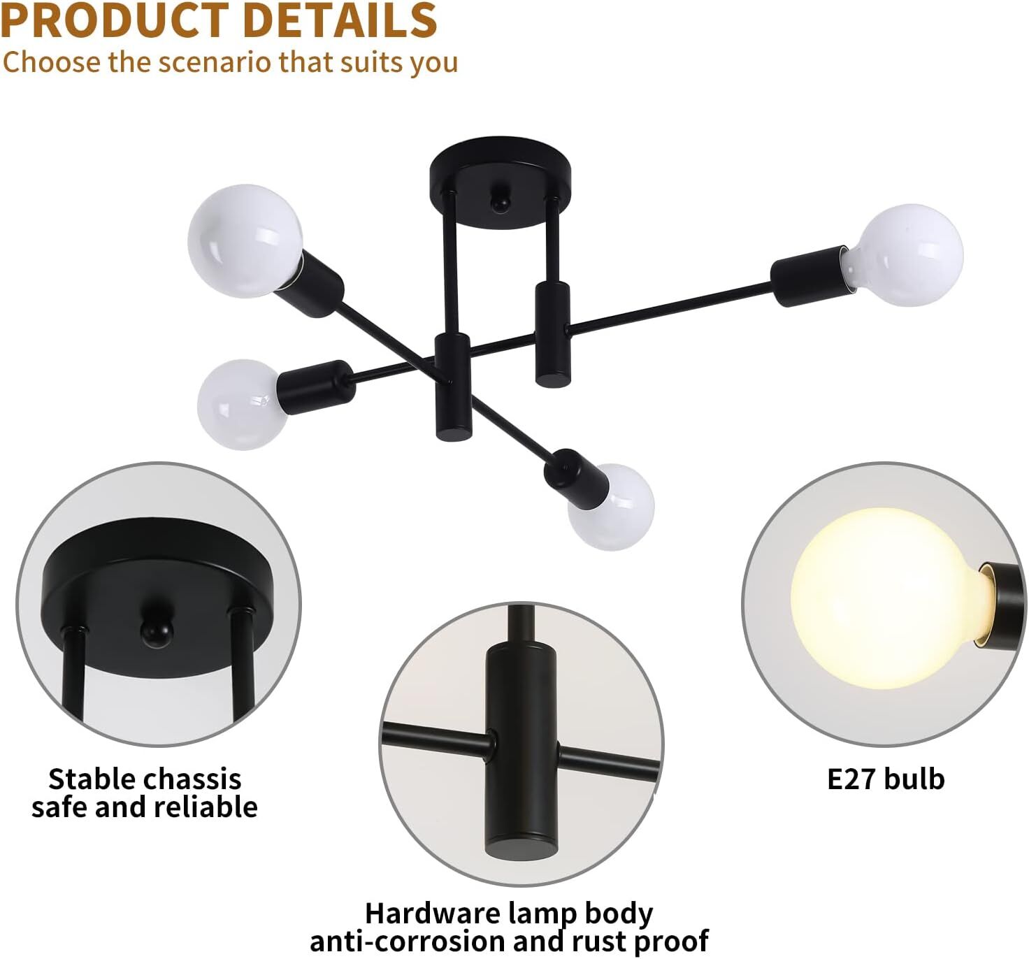 Mid Century Chandelier Modern, 4-Light Price