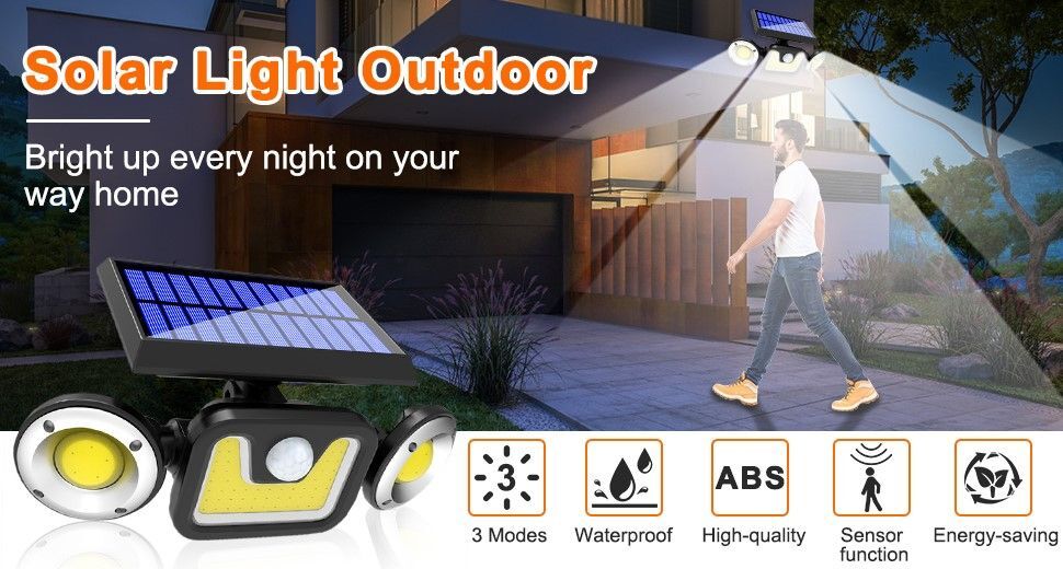 Outdoor Solar Lights with 3 Adjustable Head for Porch Garden Patio Price