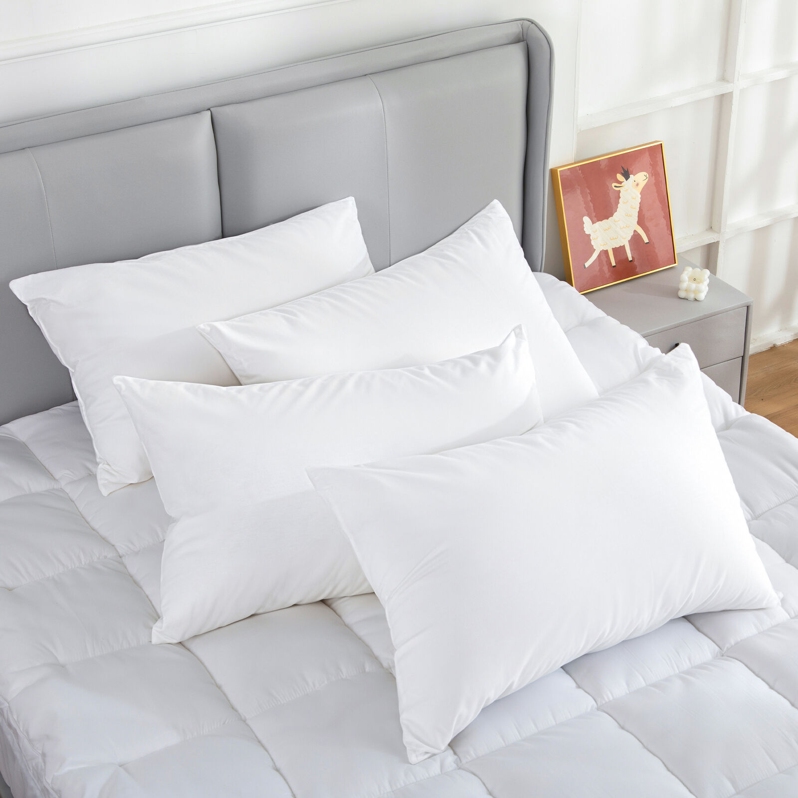 100 Percent Cotton Pillow Cover with 800g Poly Fill, Hypoallergenic, Antibacterial, and Cooling Technology 4 PK Price