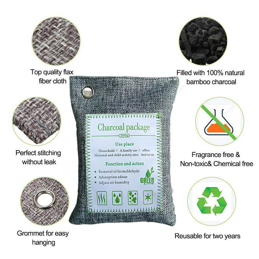 5PCS Air Purifying Bags Activated Bamboo Charcoal Freshener for Car Home Shoes 200g Price