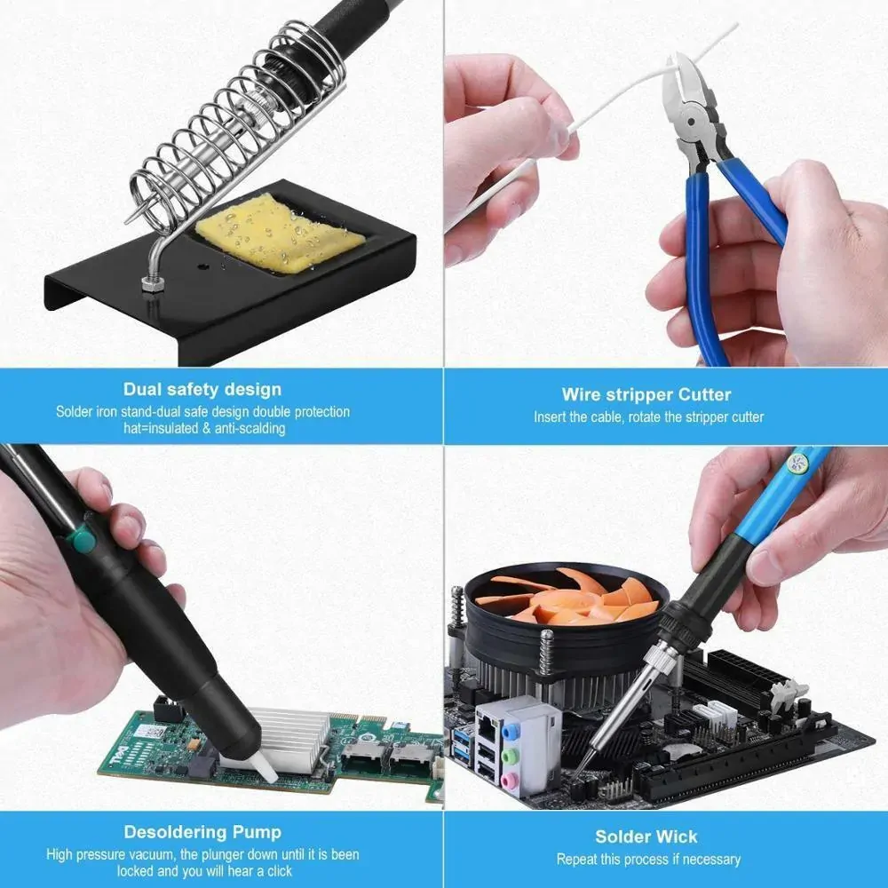 60W Soldering Iron Kit Welding Solder Station Wire Desoldering Pump Multimeter Price