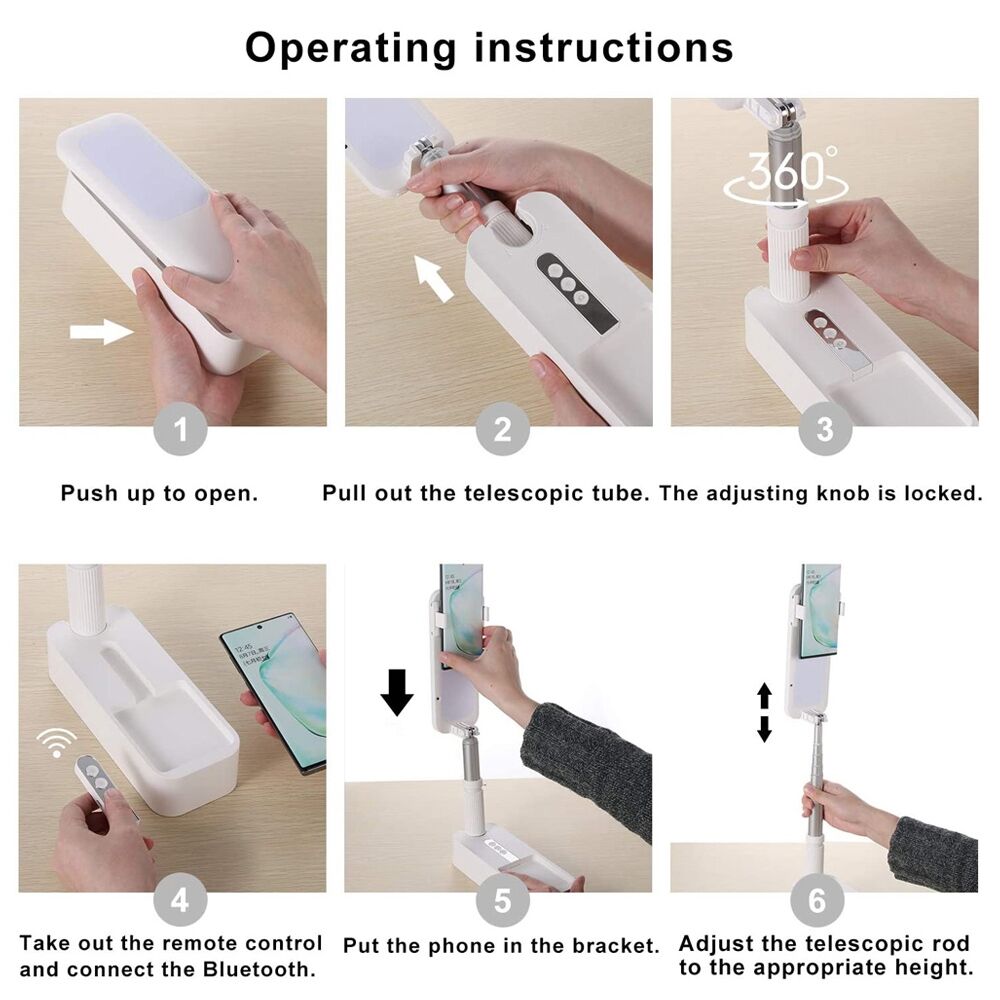 LED Portable Phone Holder Stand Wireless Remote Dimmable Selfie Fill Light Lamp Pink Price