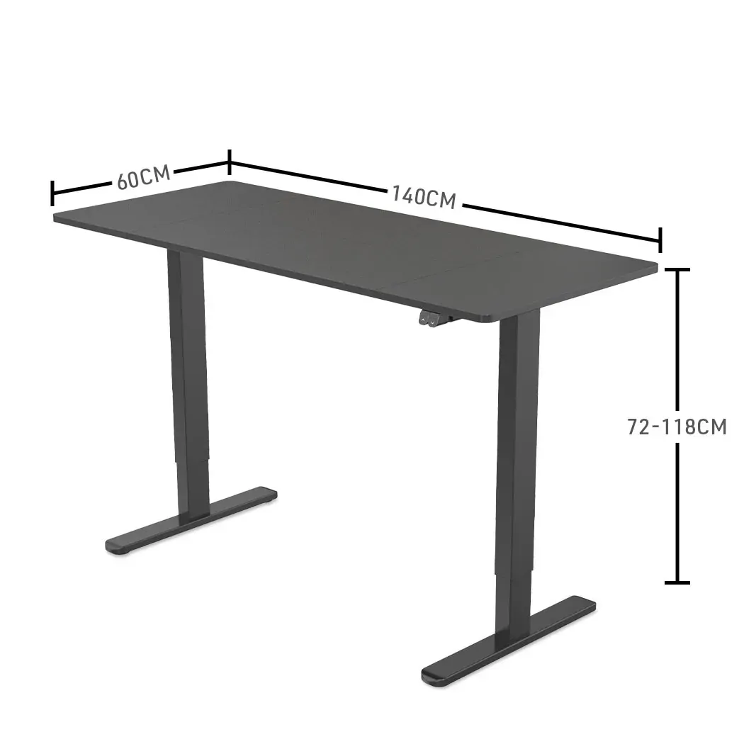 Sit To Stand Up Standing Desk, 140x60cm, 72-118cm Electric Height Adjustable, 70kg Rated Black/Black Frame Price