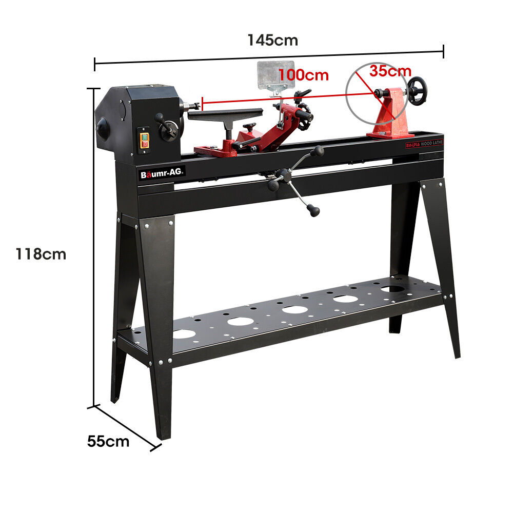 BAUMR-AG 1000 x 350mm Heavy Duty Wood Lathe Turning Machine, 550W S1 Motor, Variable Speed, with Stand Price