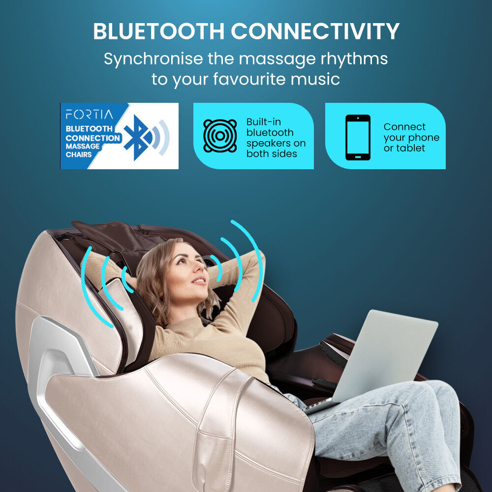 FORTIA Cloud 9 MkII Electric Massage Chair Full Body Zero Gravity with Heat and Bluetooth, Cream/Brown Price