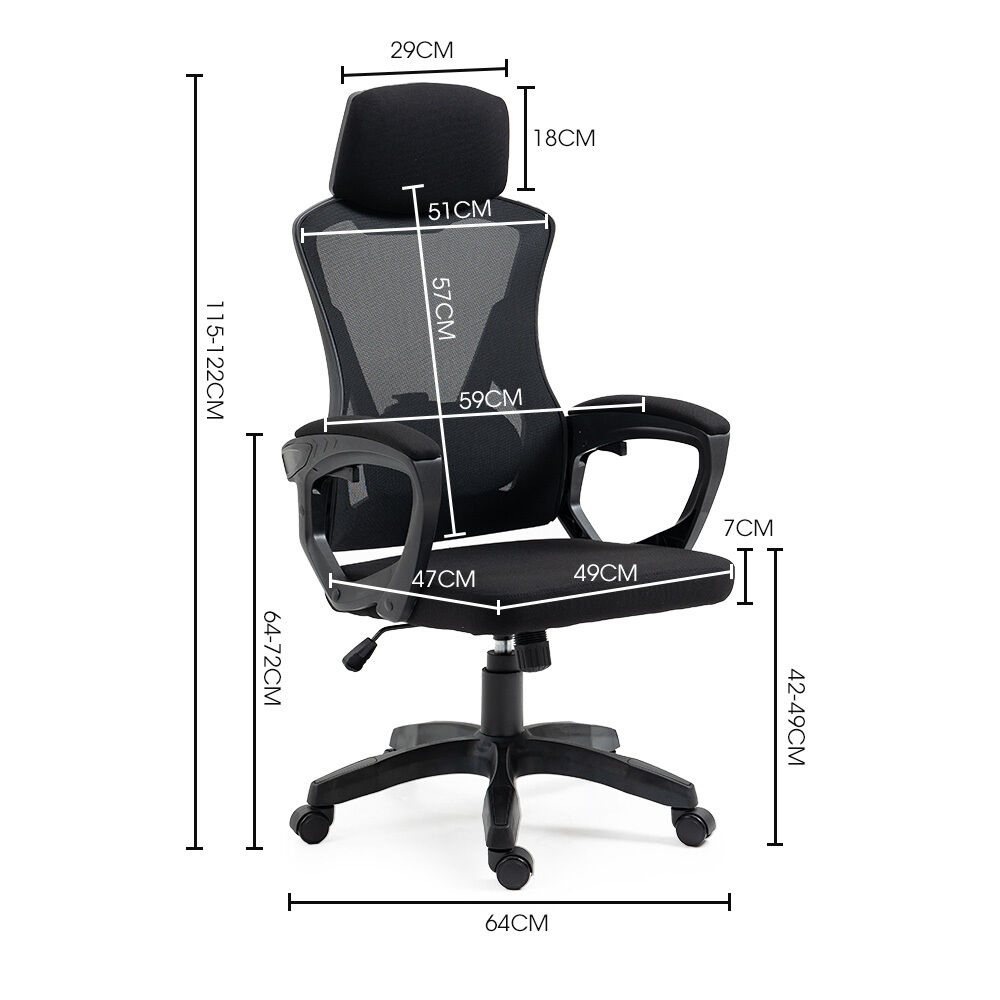 FORTIA Ergonomic Office Desk Chair, Height Adjustable Lumbar Support, Mesh Fabric, Headrest, Black Price