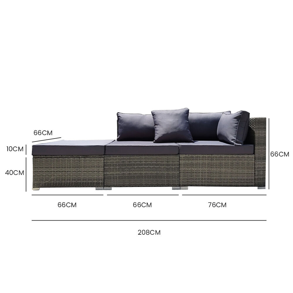 LONDON RATTAN 3 Seater Modular Outdoor Lounge Setting incl. Ottoman, Grey Price