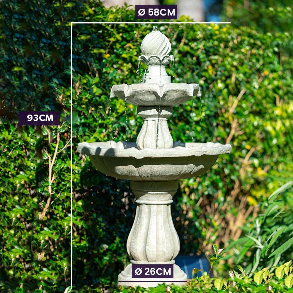 PROTEGE 3 Tier Solar Powered Water Feature Fountain Bird Bath - Light Grey Price