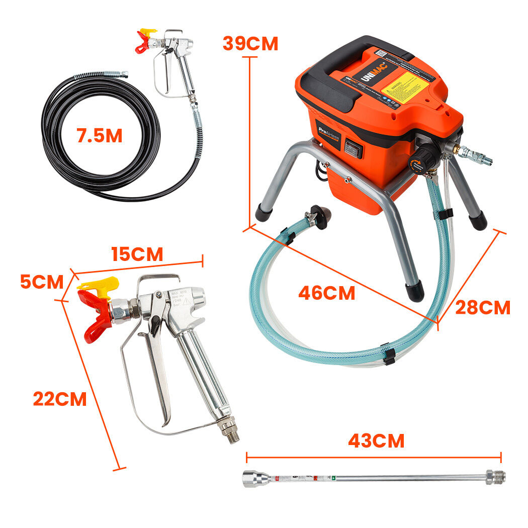 Unimac 740W Electric Airless Paint Sprayer Portable High Pressure Station Spray Gun Price