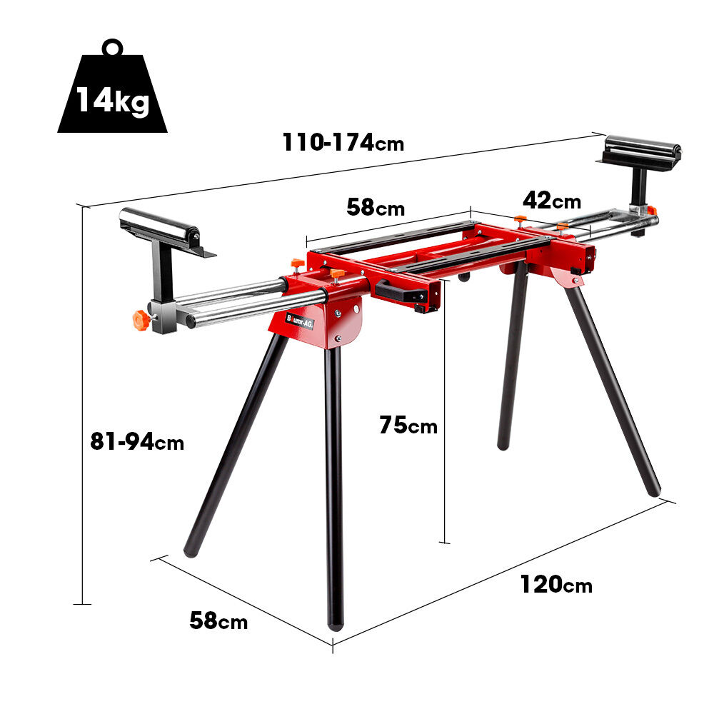 BAUMR-AG 305mm Dual Bevel Sliding Compound Mitre Drop Saw and Adjustable Stand Combo Price