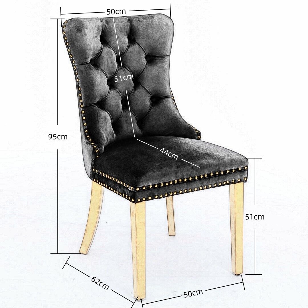 6x Velvet Dining Chairs with Golden Metal Legs-Black Price