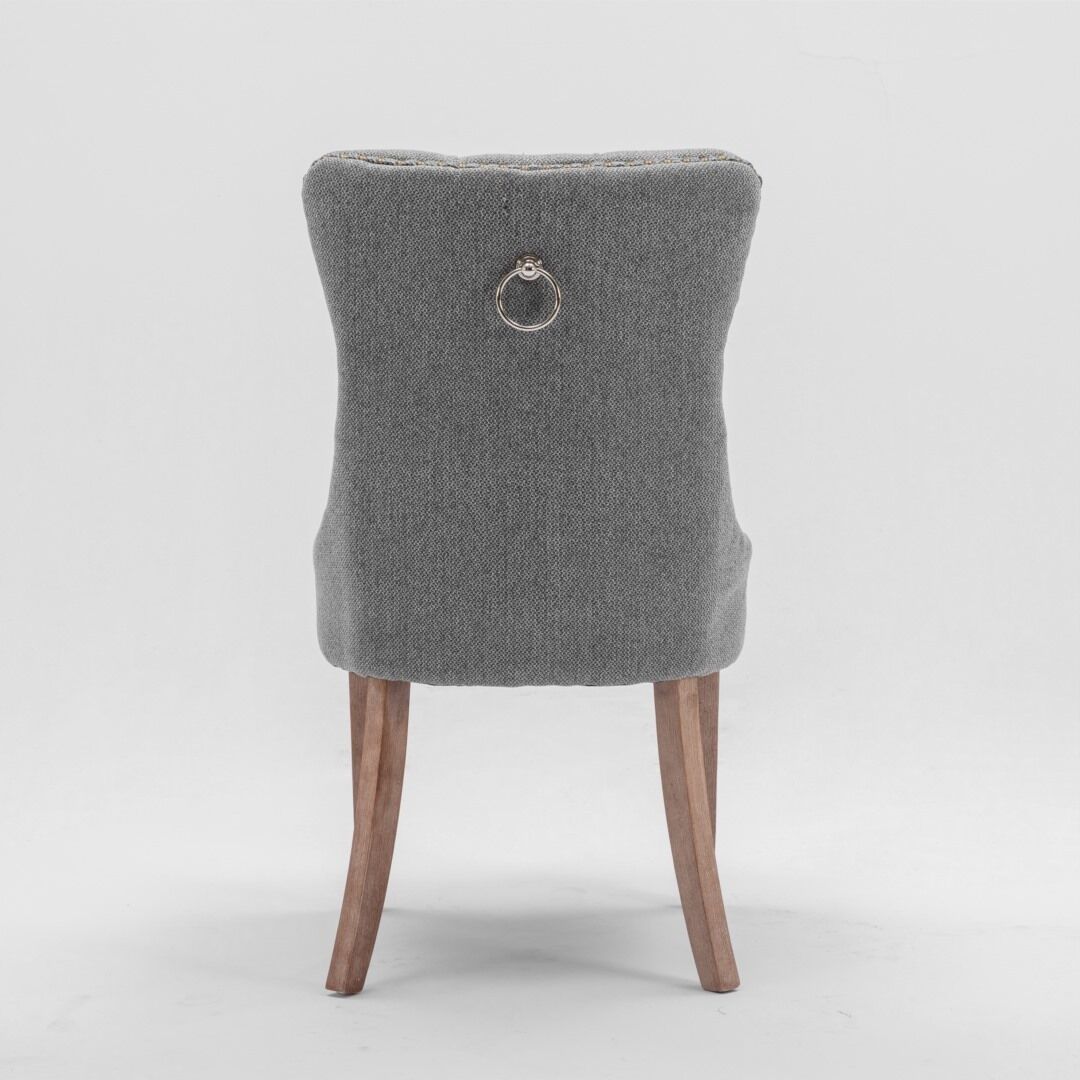 AADEN Modern Elegant Button-Tufted Upholstered Fabric with Studs Trim and Wooden legs Dining Side Chair-Gray Price