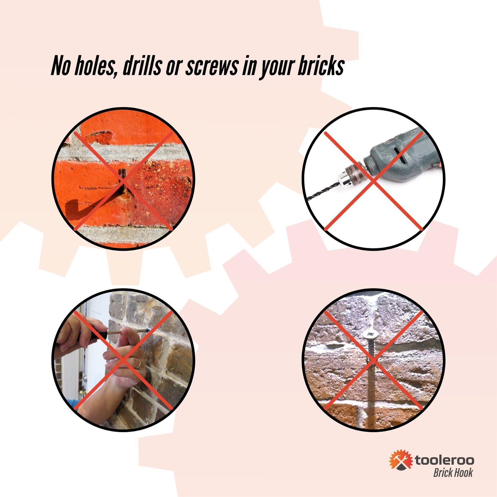 10 Pck 120mm (4.7") Brick Hooks - Wall Crab Clips Hangers For Pictures Plants Price