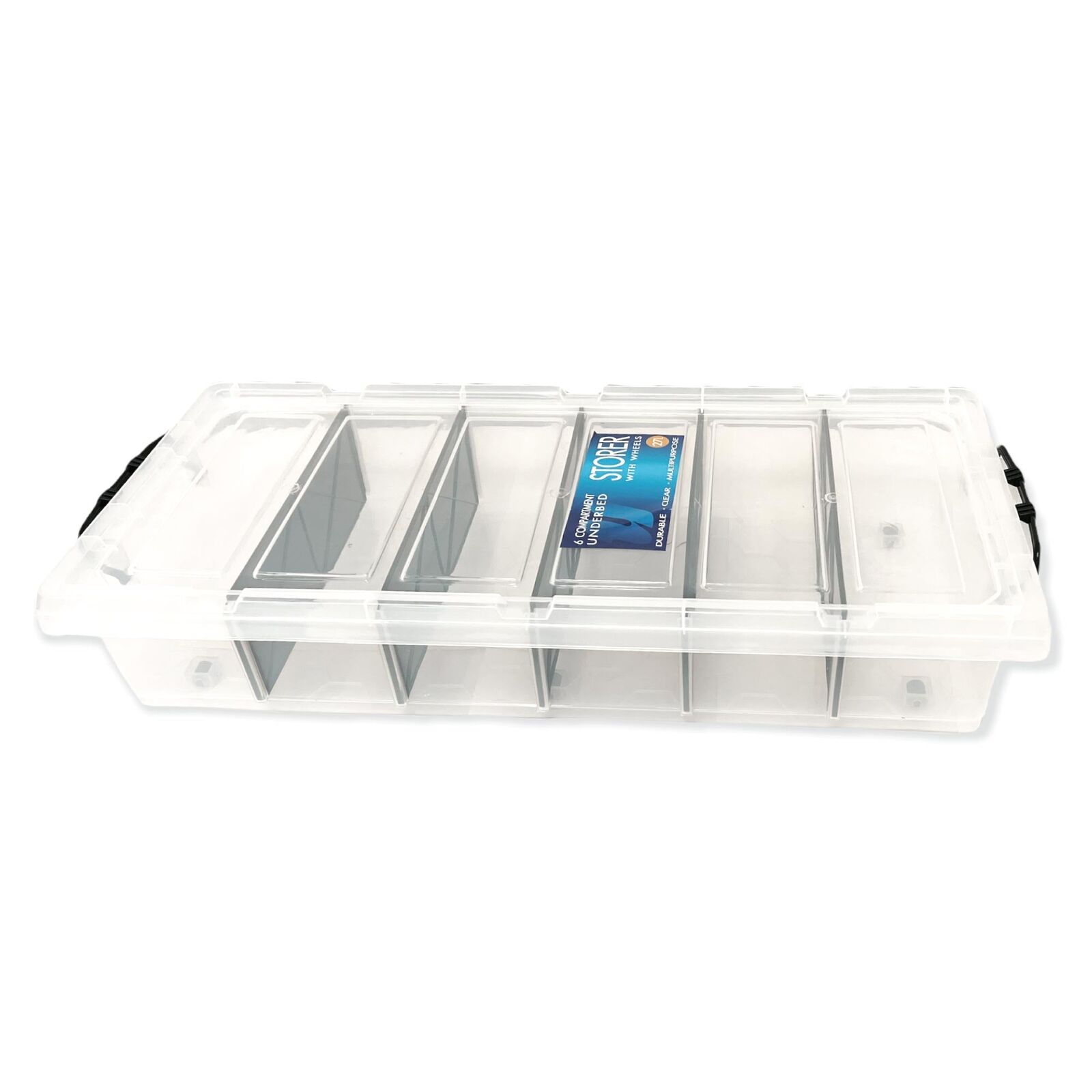 Under Bed 6 Compartment Storer with Wheels 27L Container Tub Storage Unit Price