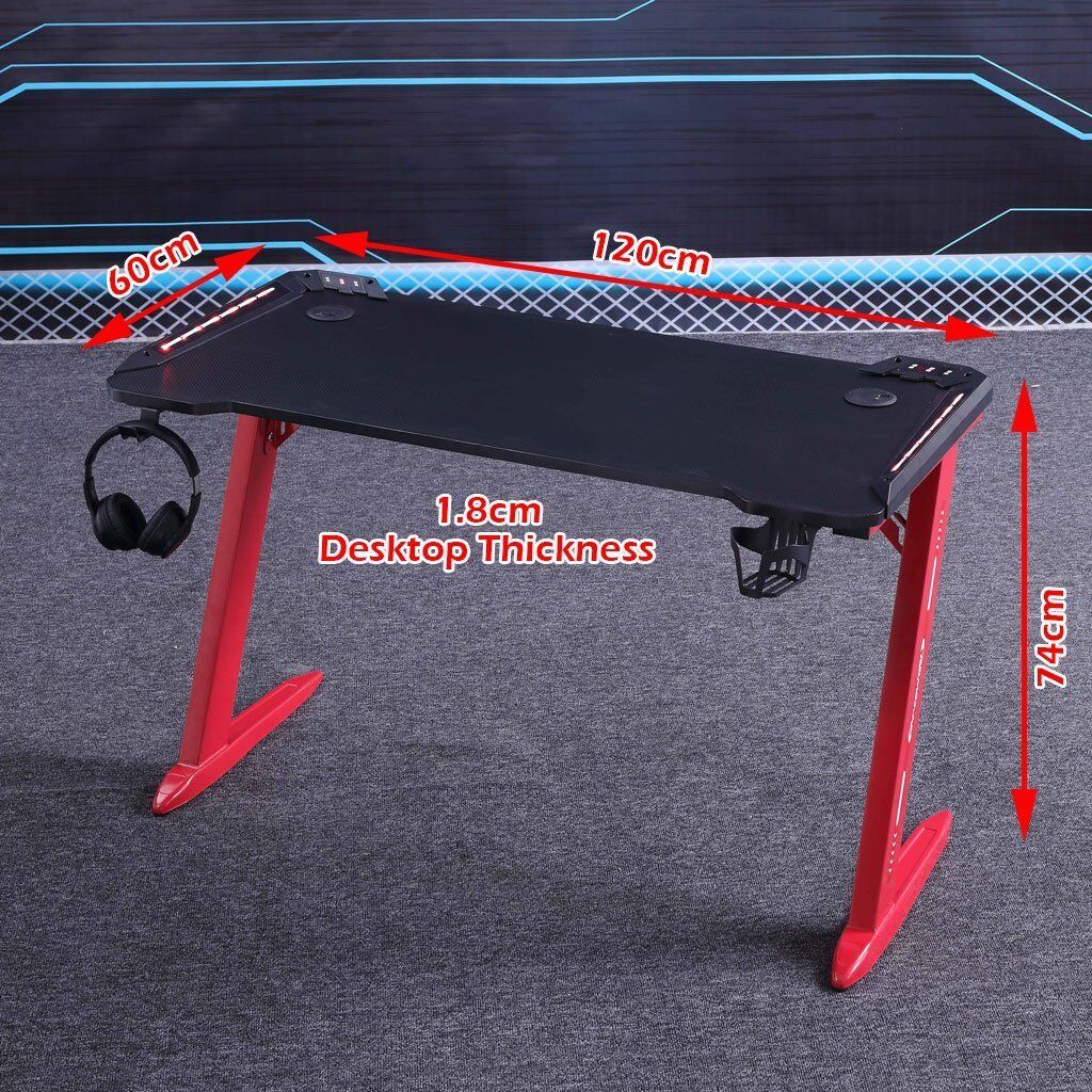 120cm RGB Gaming Desk Desktop PC Computer Desks Desktop Racing Table Office Laptop Home AU Price