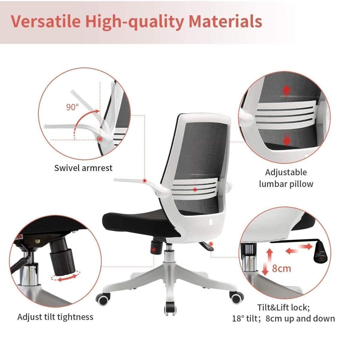 SIHOO M76 Ergonomic Office Chair Swivel Desk Chair Height Adjustable Mesh Back Computer Chair with Lumbar Support, 90¬? Flip-up Armrest Grey Price