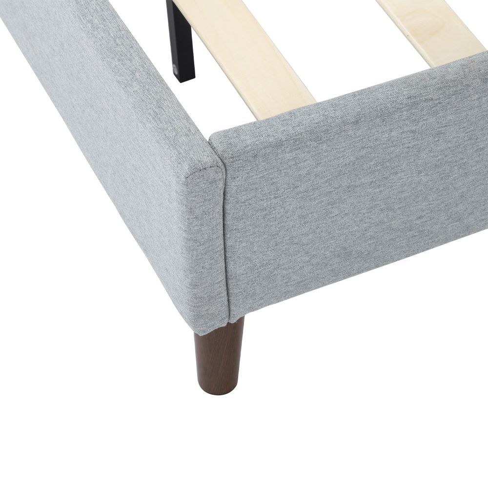 Bedframe with Wooden Slats (Light Grey) – Single Price