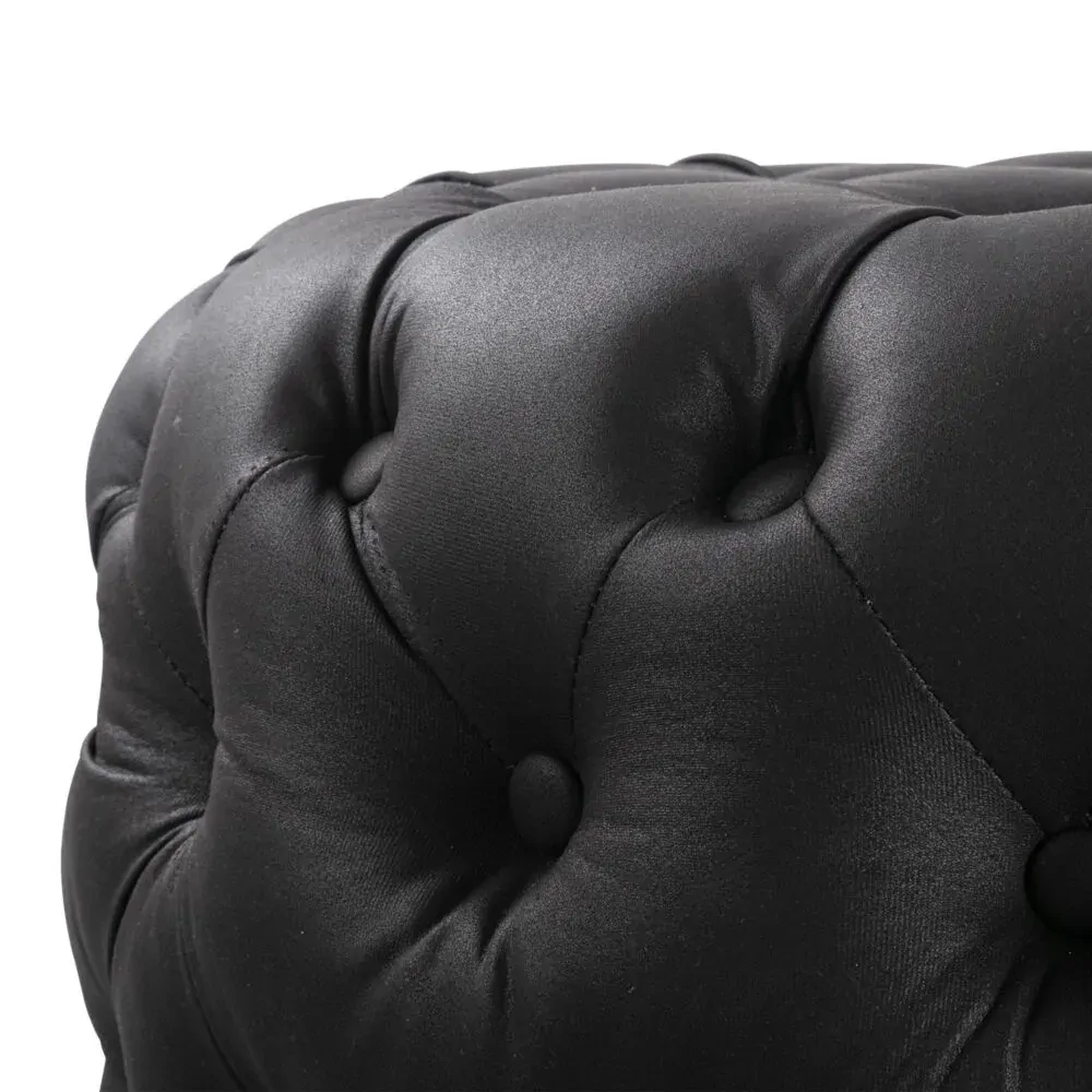 Contemporary Black Leather-look Ottoman with Button Price