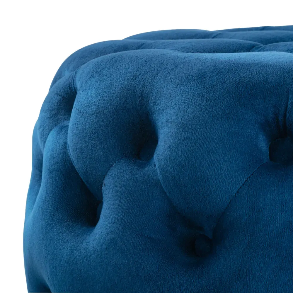 Round Velvet Ottoman in Navy Price