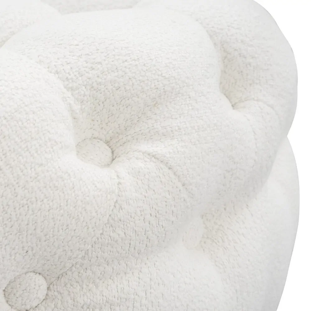 Boucle White Ottoman-Round Price
