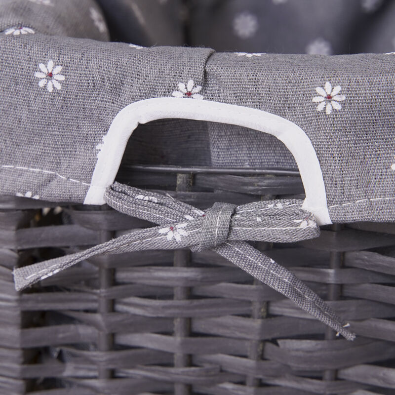 Grey Bedside Table with Wicker Basket Price