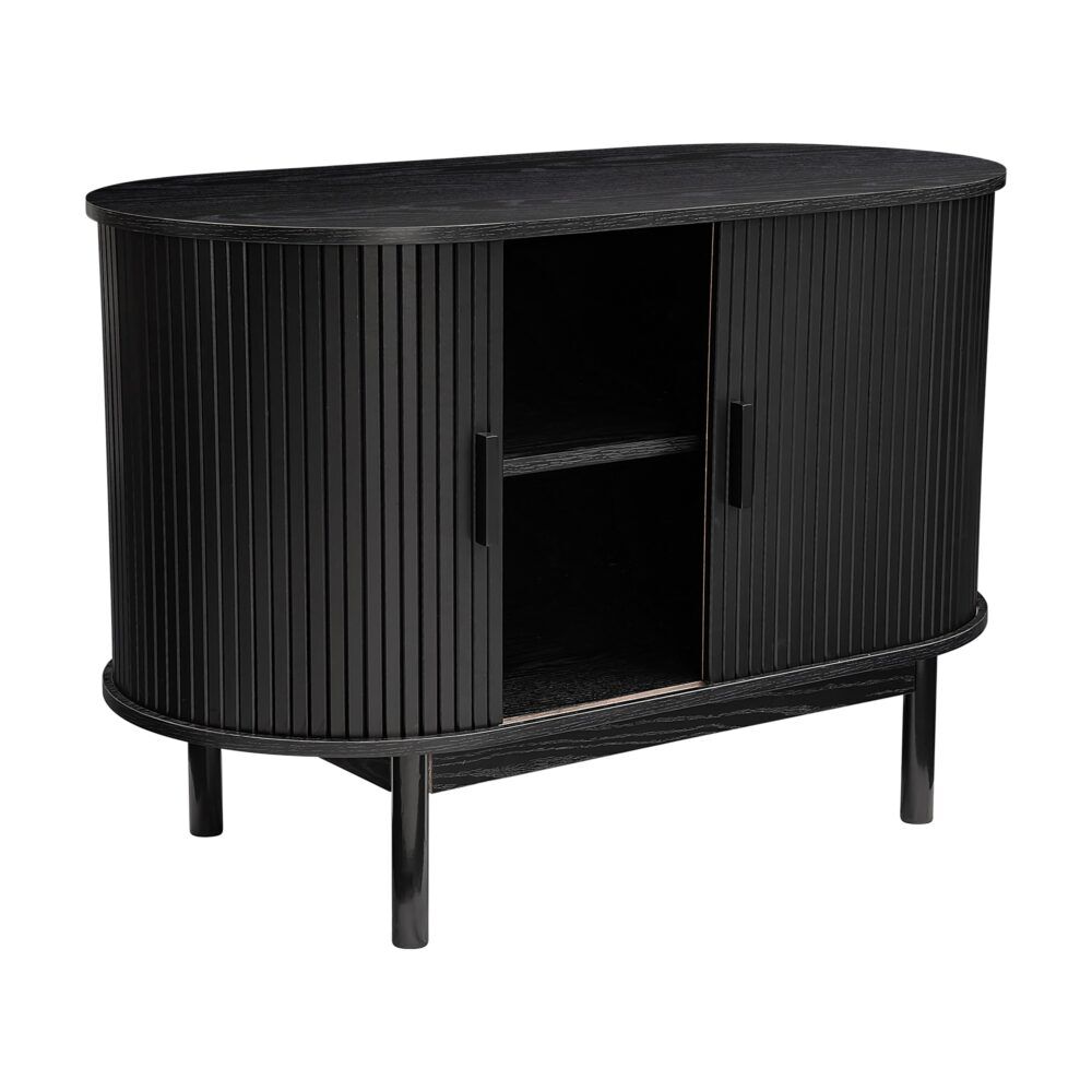 Mid-Century Black Ribbed Sideboard Cabinet Price