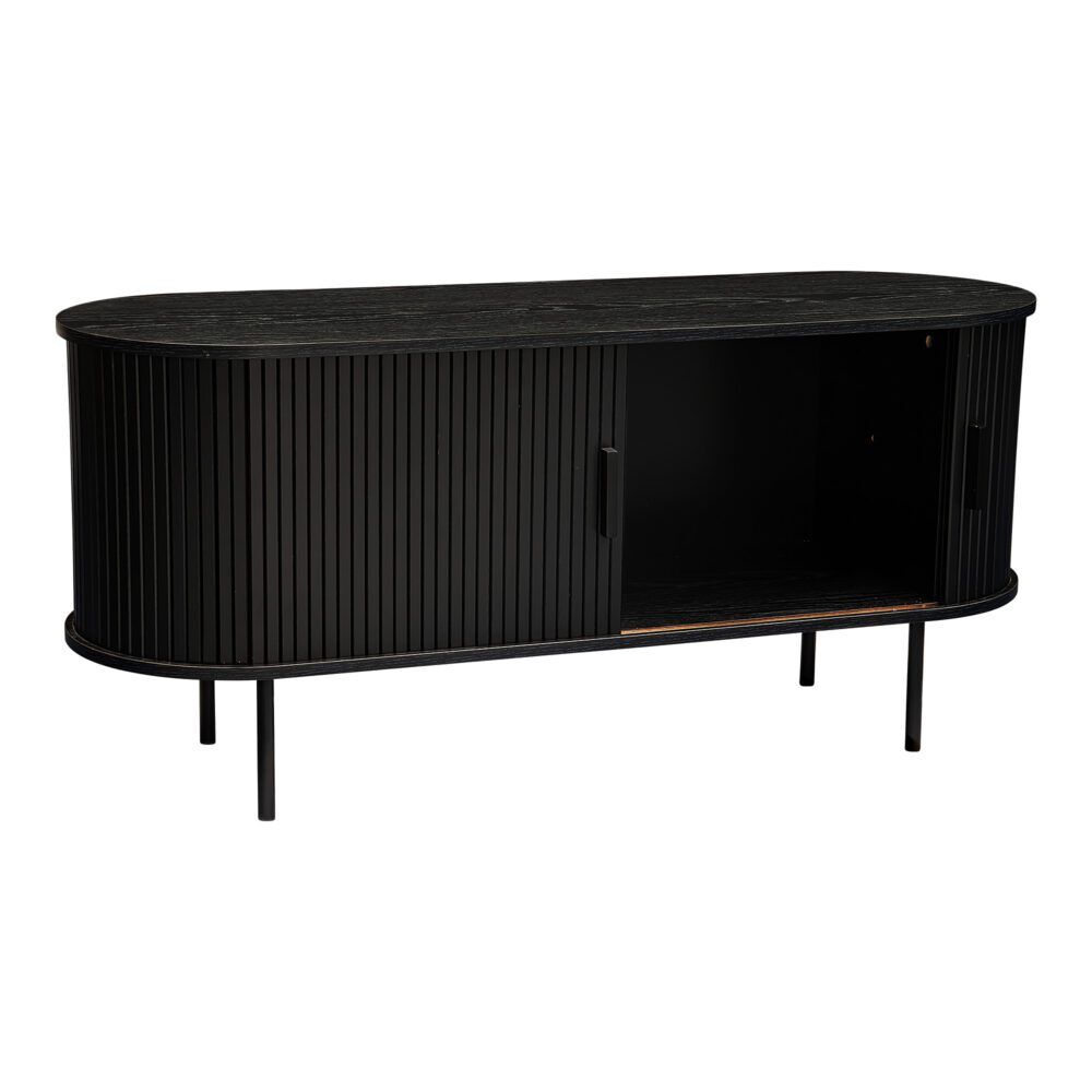 Ribbed Black Sideboard with Sliding Doors Price
