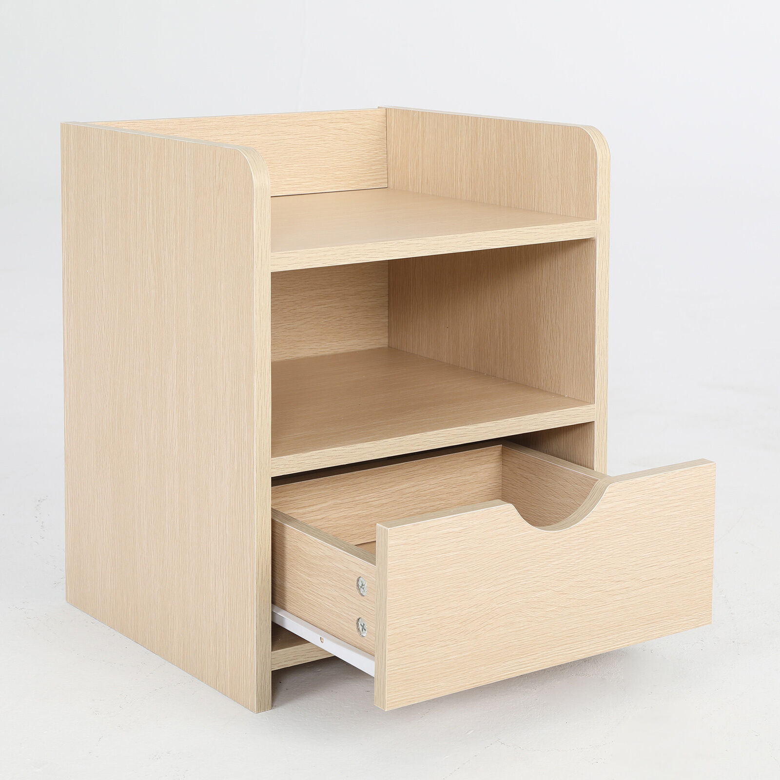 Bedside Table Side Storage Cabinet Nightstand Bedroom 1 Drawer 2 Shelf LARK OAK Price