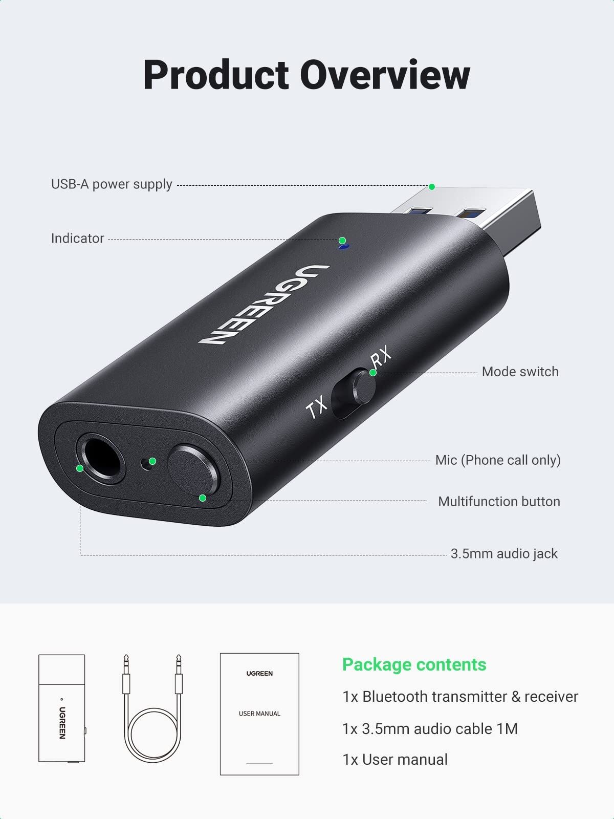 UGREEN 60300 Bluetooth 5.1 Transmitter Receiver Price