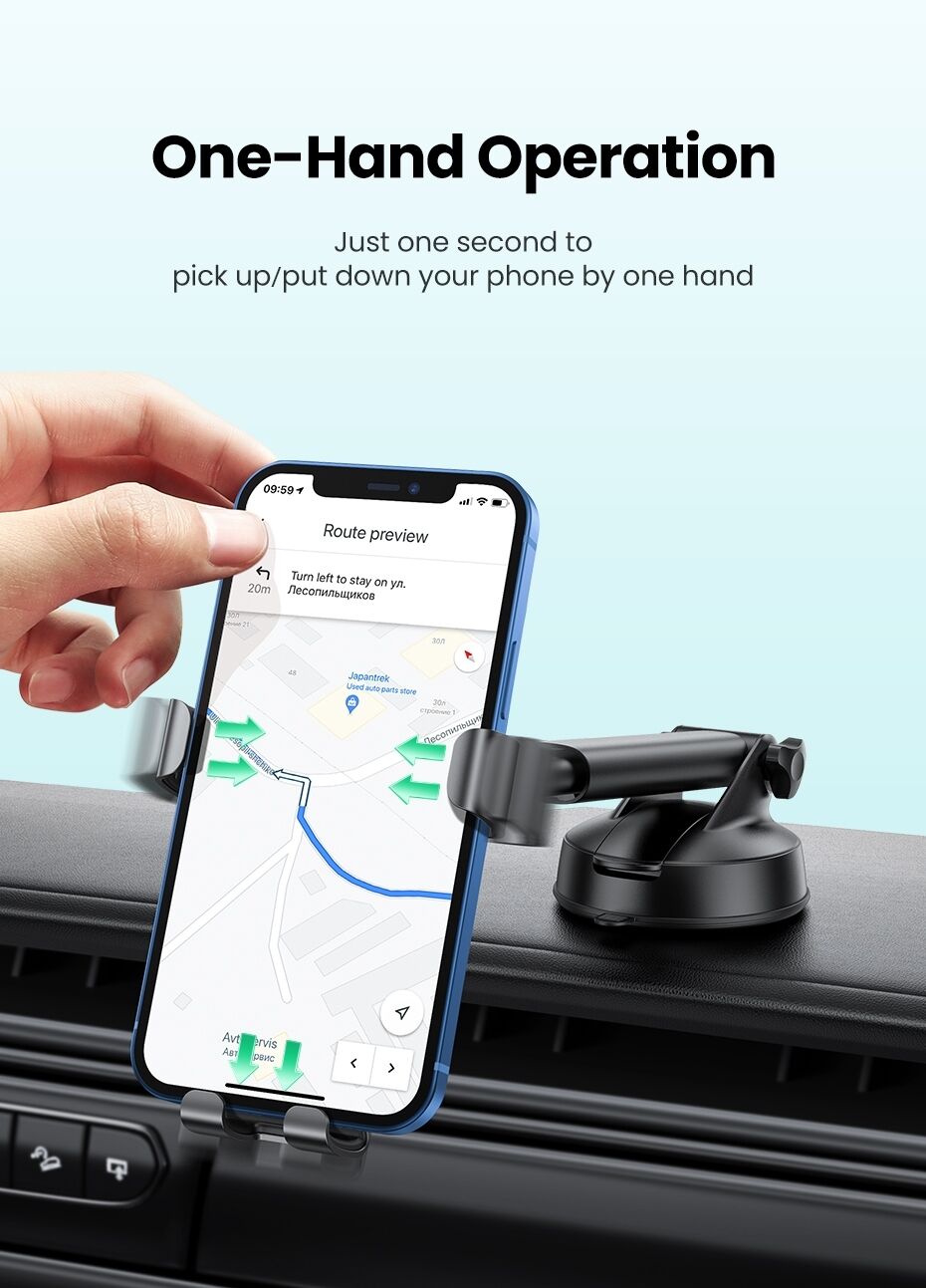 UGREEN 60990 Gravity Phone Holder with Suction Cup (Black) Price