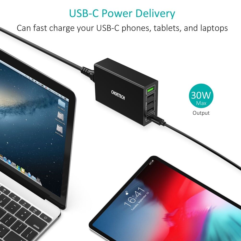 CHOETECH Q34U2Q 5-Port 60W PD Charger with 30W Power Delivery and 18W Quick Charge 3.0 Price