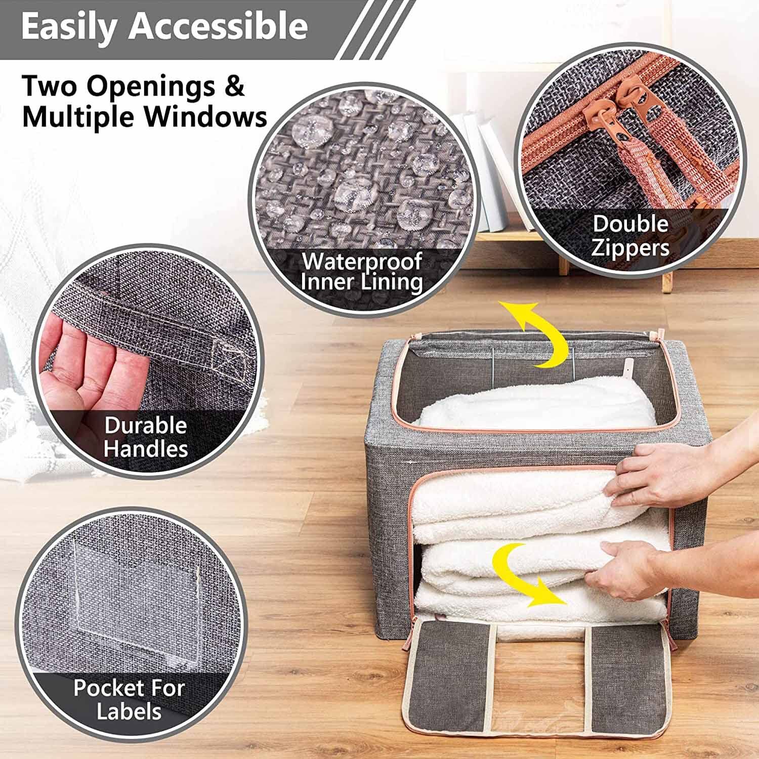 66L Cloth Storage Box Closet Organizer Storage Bags Clothes Storage Bags Wardrobe Organizer Idea Grey Price
