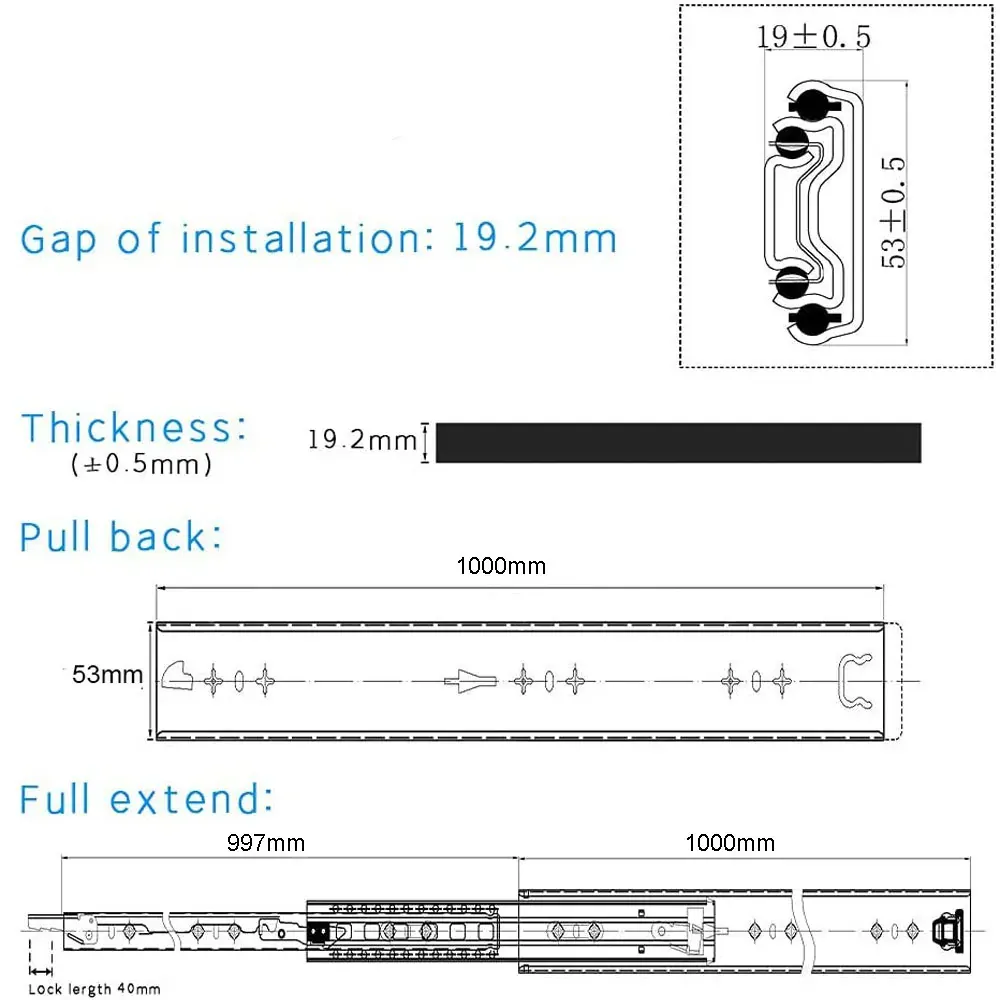 40in Pair 1000 - 2000mm 150KG Capacity Heavy Duty Trailer Drawer Slides Rails Runners Locking Price