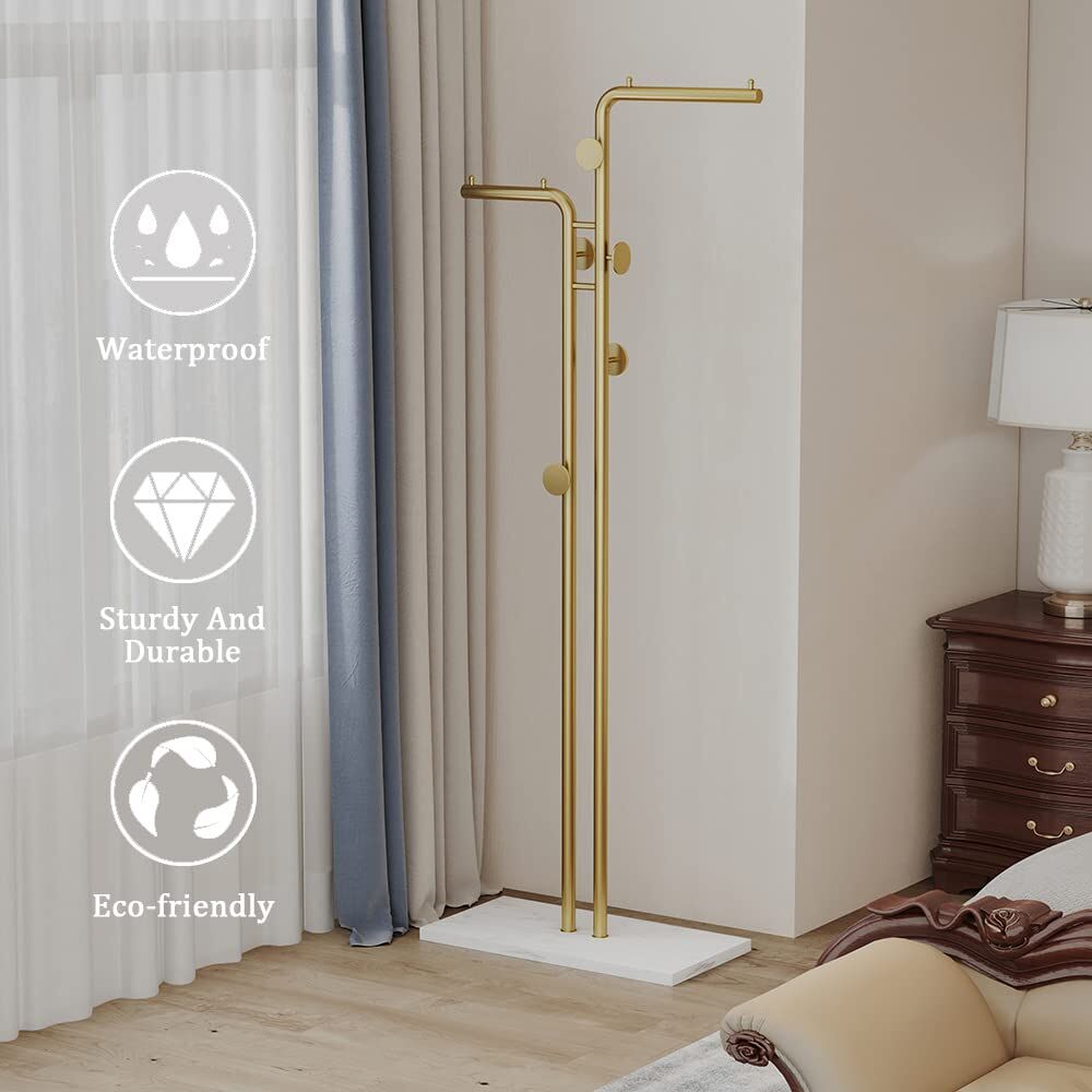 Metal Coat Rack Marble Base Hooks Clothes Coats Bag Tree Hat Display Hanger Stand Organiser 2 Pole Price