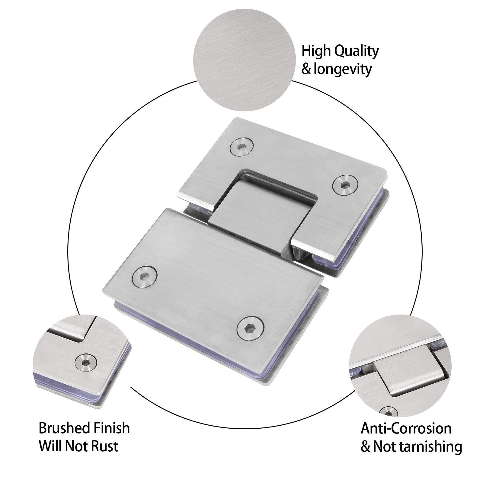 Shower Glass Door Gate Hinge 304 Stainless Steel 180 Degrees Polished Chrome Finish Price